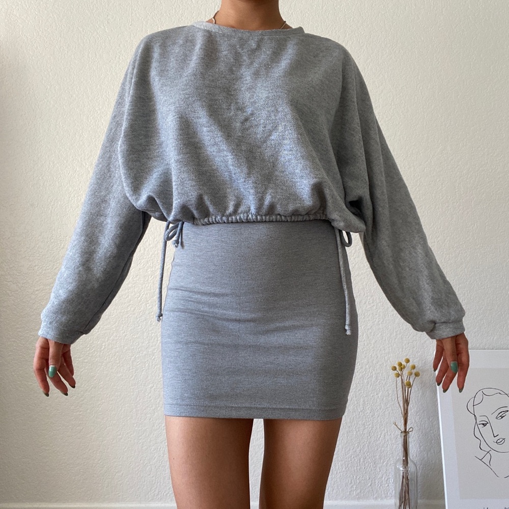 Grey color french terry crew neck sweatshirts - Picture 1 of 10